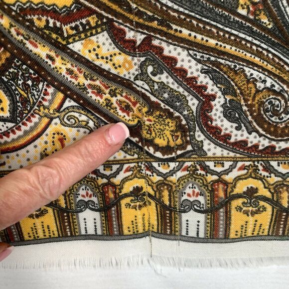 NEW Paisley Scarf Brown Gold Ivory Fringed Soft Semi Sheer Fall Made in ITALY - Picture 3 of 5
